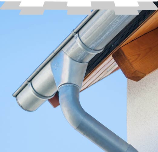 New galvanized gutter and downspout installation in San Jose, CA by New Concept Roofing Inc.